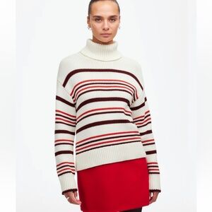 Madewell Ribbed Cotton Turtleneck Sweater in Stripe